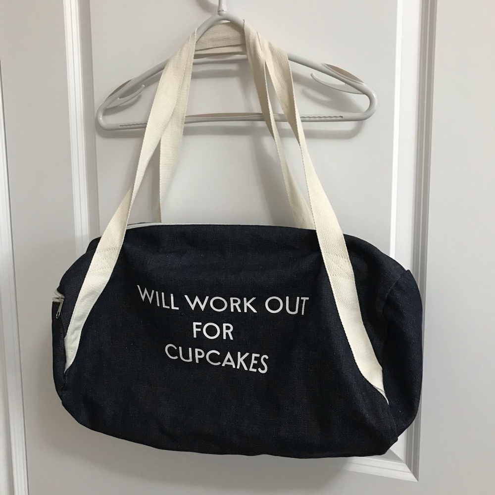 NWOT Private Party workout/weekend denim duffel bag.
